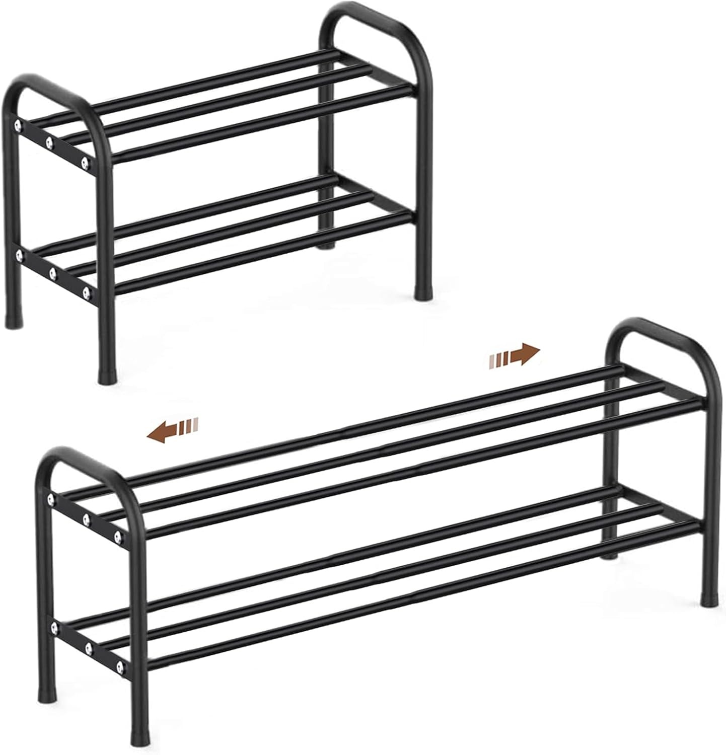 Schoenenrek, smal, uittrekbaar, ruimtebesparend, verstelbaar, uitbreidbaar, klein, metaal, schoenenkast, zwart, schoenenrek, schoenenrek, outdoor, camping, hal (3 etages) (3 lagen)