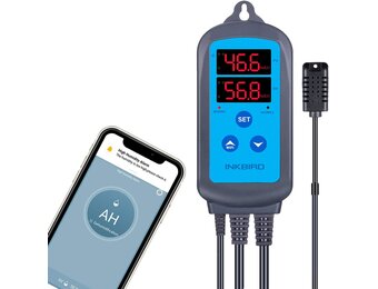 Inkbird IHC-200 WiFi Digitale Hygrometer, Vochtigheidsregelaar en met Dual Relays, voor Luchtbevochtiger en Ontvochtiger, App Besturing voor Kas, Tuin, Kelder, Fermentatie, Roken