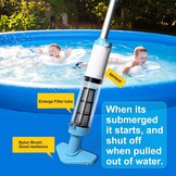 3-in-1 Zwembadstofzuiger met Accu, Zwembadzuiger Draadloze, Zwembadreiniger met Telescopische Staaf, Handstofzuiger voor Kleine Zwembaden, Spa's, Bubbelbaden, 90-Minuten Looptijd, Blauw