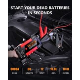CARHEV 6000A Auto Starthulp Pack, Startbooster, Jump starter, Power bank en Startkabel voor 10L Benzinemotor of 10L Dieslmotor, met USB Quick Charge 3.0 Pack Type-C Draagbare Autoaccu starter.