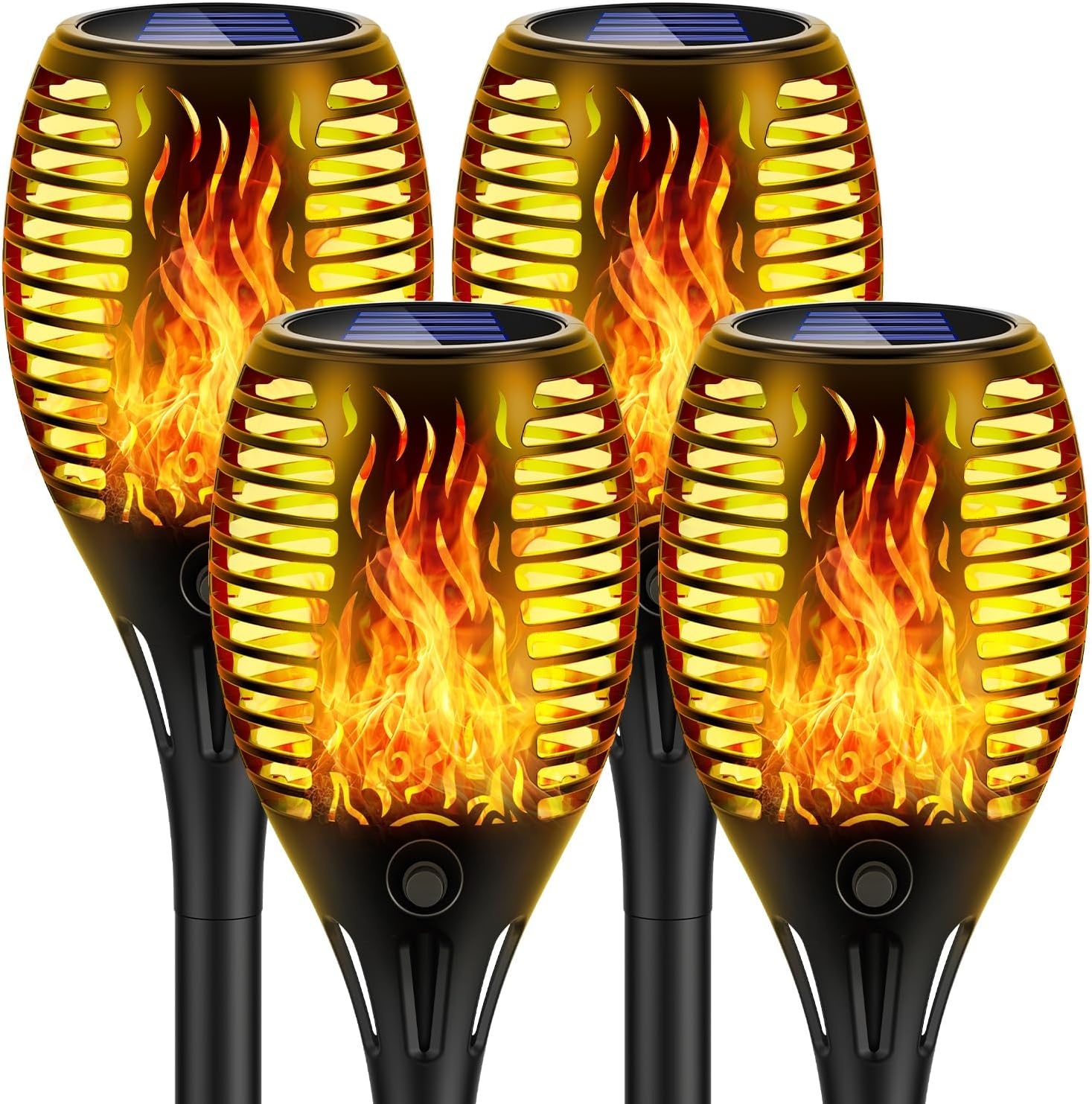 Zonnelampen voor buiten, tuin, met realistisch vlameffect, IP65 waterdicht, 33 leds, ideaal voor weg, terras, camping en decoratie, gazondecoratie, 4 stuks