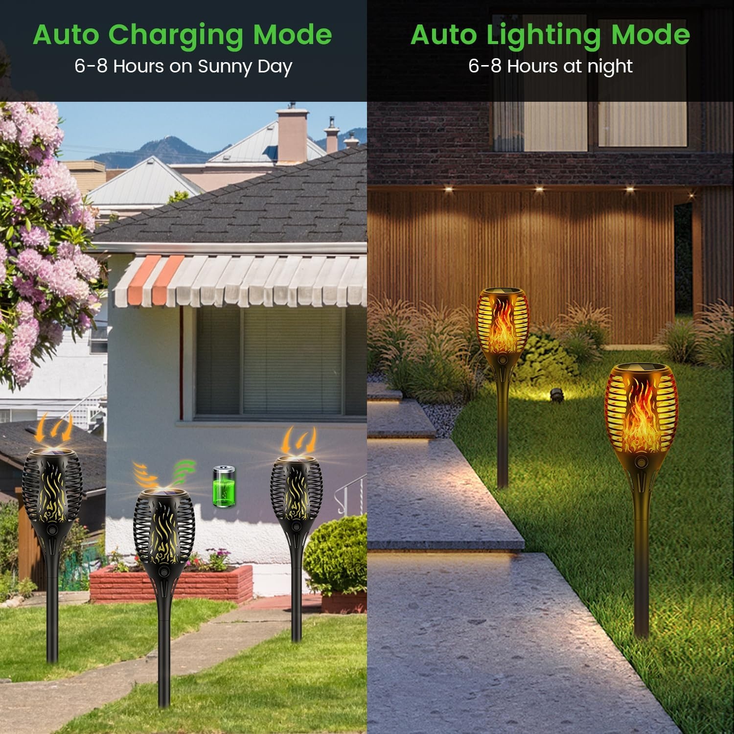 Zonnelampen voor buiten, tuin, met realistisch vlameffect, IP65 waterdicht, 33 leds, ideaal voor weg, terras, camping en decoratie, gazondecoratie, 4 stuks