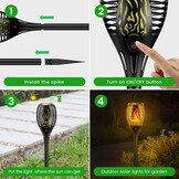 Zonnelampen voor buiten, tuin, met realistisch vlameffect, IP65 waterdicht, 33 leds, ideaal voor weg, terras, camping en decoratie, gazondecoratie, 4 stuks