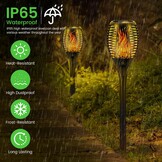 Zonnelampen voor buiten, tuin, met realistisch vlameffect, IP65 waterdicht, 33 leds, ideaal voor weg, terras, camping en decoratie, gazondecoratie, 4 stuks