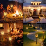 Zonnelampen voor buiten, tuin, met realistisch vlameffect, IP65 waterdicht, 33 leds, ideaal voor weg, terras, camping en decoratie, gazondecoratie, 4 stuks