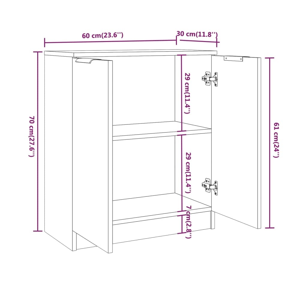vidaXL Dressoir Wit Bewerkt Hout 60x30x70 cm - 34% Korting