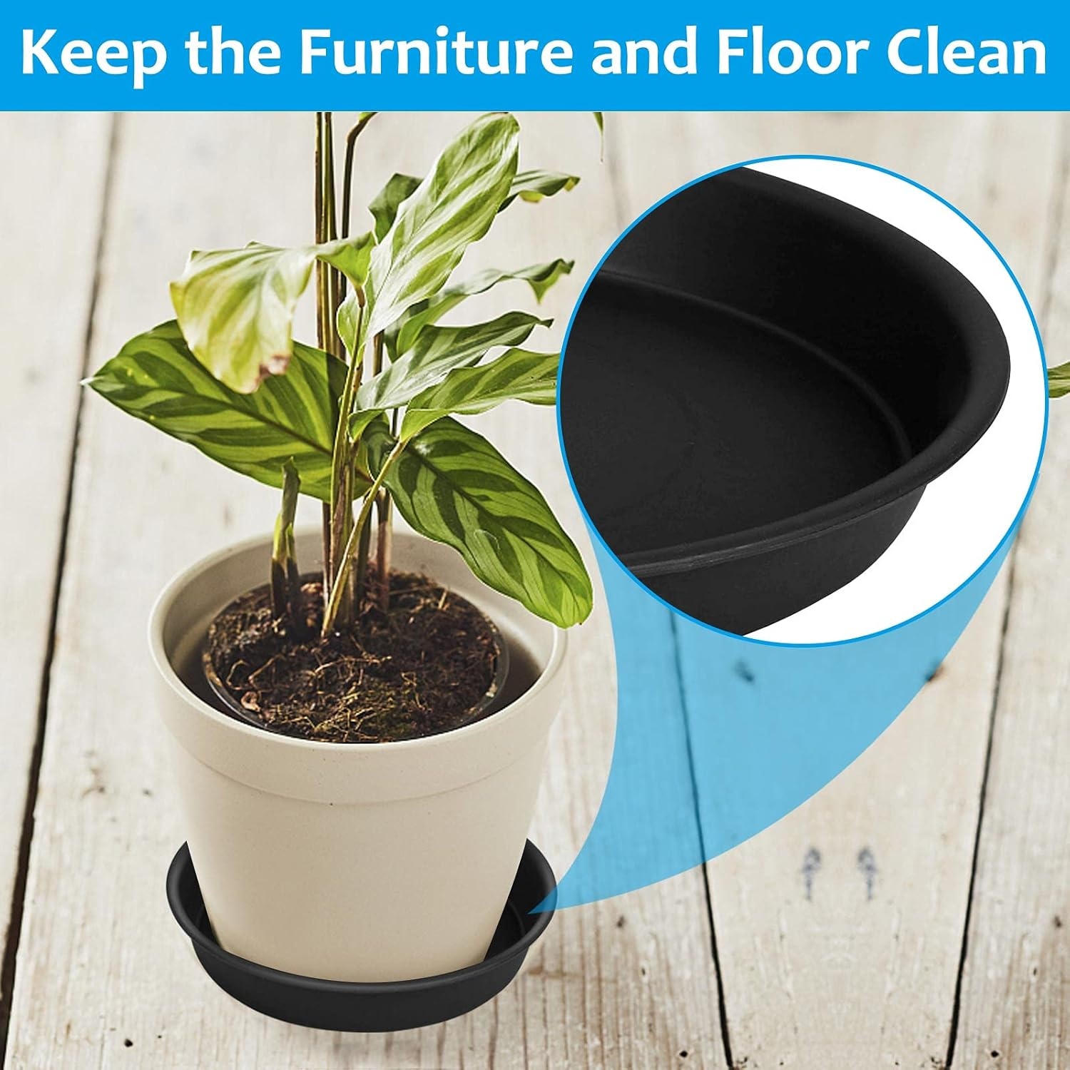 5-pack plantenschotels, lekbakken voor bloempotten van binnen- en buitenplanten, tuinschotels, schotels voor plantenpotten en -bakken, oppervlaktebescherming voor huisplanten - 24 cm