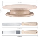 Taartbord, draaibare taartstandaard, taartplateau, taartdecoratie sets, draaiplateau voor taartdecoratie met taartschepjes, pannenschuivers, taartpijpzakjes en spuittips