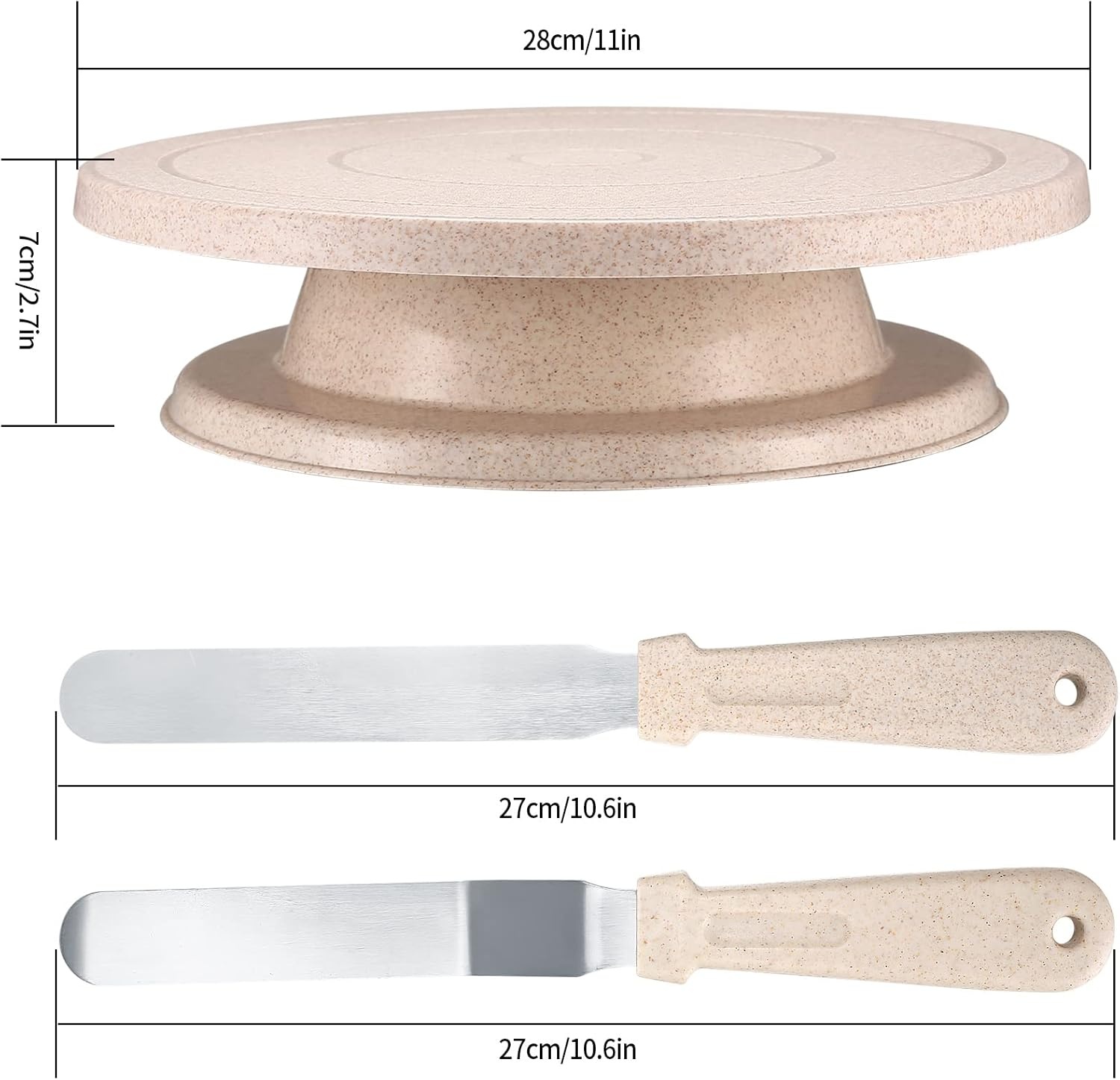 Taartbord, draaibare taartstandaard, taartplateau, taartdecoratie sets, draaiplateau voor taartdecoratie met taartschepjes, pannenschuivers, taartpijpzakjes en spuittips