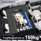 Richeer Dubbel gevoerde hondendeken, hondendeken voor de achterbank van de auto, met 2 stabiele lijnen, verlenging voor honden, autoachterbankvloer met zachte en afneembare bodem, waterdicht,