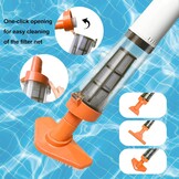 3-in-1 Zwembadstofzuiger met Accu, Zwembadzuiger Draadloze, Zwembadreiniger met Telescopische Staaf, Handstofzuiger voor Kleine Zwembaden, Spa's, Bubbelbaden, 90-Minuten Looptijd, Oranje