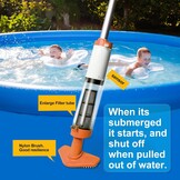 3-in-1 Zwembadstofzuiger met Accu, Zwembadzuiger Draadloze, Zwembadreiniger met Telescopische Staaf, Handstofzuiger voor Kleine Zwembaden, Spa's, Bubbelbaden, 90-Minuten Looptijd, Oranje