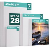 Set van 28 Canvasdoeken voor Schilderen - Diverse Maten (13x18 t/m 30x40 cm)