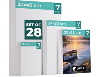Set van 28 Canvasdoeken voor Schilderen - Diverse Maten (13x18 t/m 30x40 cm)