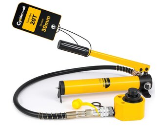 CGOLDENWALL Hydraulische cilinder 20T professioneel met hydraulische pomp CP-180, tweedelig ultradun licht, totale slag 30 mm voor gebouwen en bruggen (DFPY-20T+CP-180)