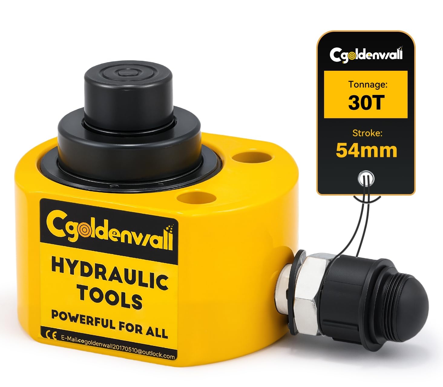 CGOLDENWALL Hydraulische cilinder 20T professioneel met hydraulische pomp CP-180, tweedelig ultradun licht, totale slag 30 mm voor gebouwen en bruggen (DFPY-20T+CP-180)
