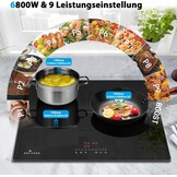 Inductiekookplaat 3 zones, kookplaat 3 platen, inductiekookplaat zelfvoorzienend, inbouw kookplaat 59 cm met frame