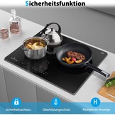 Inductiekookplaat 3 zones, kookplaat 3 platen, inductiekookplaat zelfvoorzienend, inbouw kookplaat 59 cm met frame