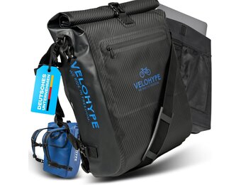 Carbon-hydroguard, 3-in-1 fietstas met helmnet voor bagagedrager, bagagedragertas, rugzak en schoudertas, 25 liter, fietstas waterdicht en reflecterend