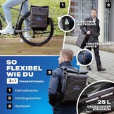 Carbon-hydroguard, 3-in-1 fietstas met helmnet voor bagagedrager, bagagedragertas, rugzak en schoudertas, 25 liter, fietstas waterdicht en reflecterend