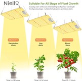 Niello Q1100 LED Groeilamp met Dimmer, Volledig Spectrum voor Binnen Veg & Bloei, Dekking 60x60cm