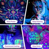 4 x 50 W led-blacklight-schijnwerper, uv-lamp 385 nm met schakelaar en 180 graden verstelbare houder, IP66 waterdicht, blacklight lamp voor feestjes of Halloween decoratie
