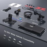 Avylet Draadloos Apple Carplay-scherm, Android Auto, met 4K Dash Cam, 1080P achteruitrijcamera, 9.26 inch draagbaar autoradio touchscreen, spraakbediening, GPS-navigatie, spiegelverbinding, Bluetooth