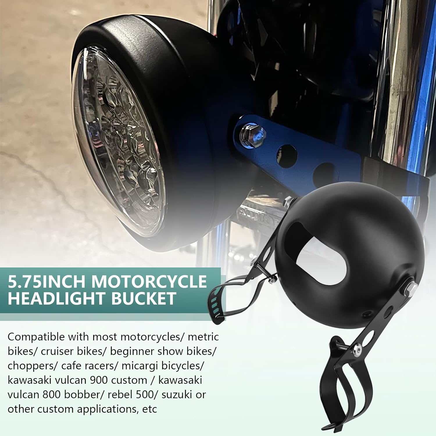 Motor Koplamp Beugel Zwart 5.75" (35% Korting!)