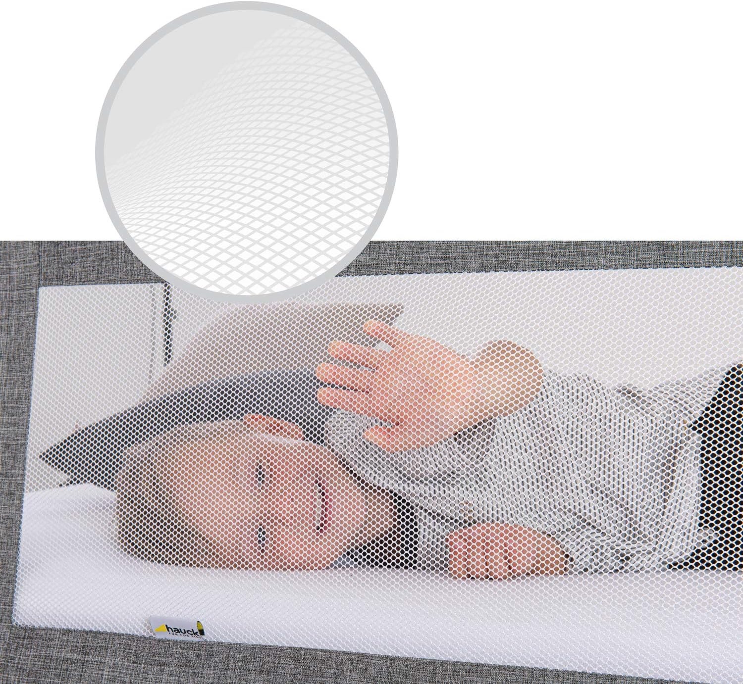 Hauck Sleep N Safe Plus XL bedhek voor peuter, 150 x 50, inklapbaar bedhek voor op reis - grijs