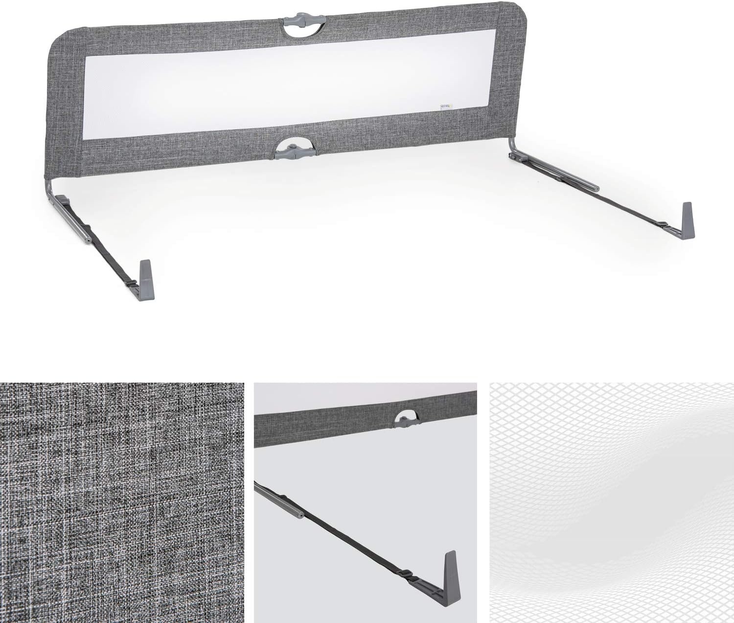 Hauck Sleep N Safe Plus XL bedhek voor peuter, 150 x 50, inklapbaar bedhek voor op reis - grijs