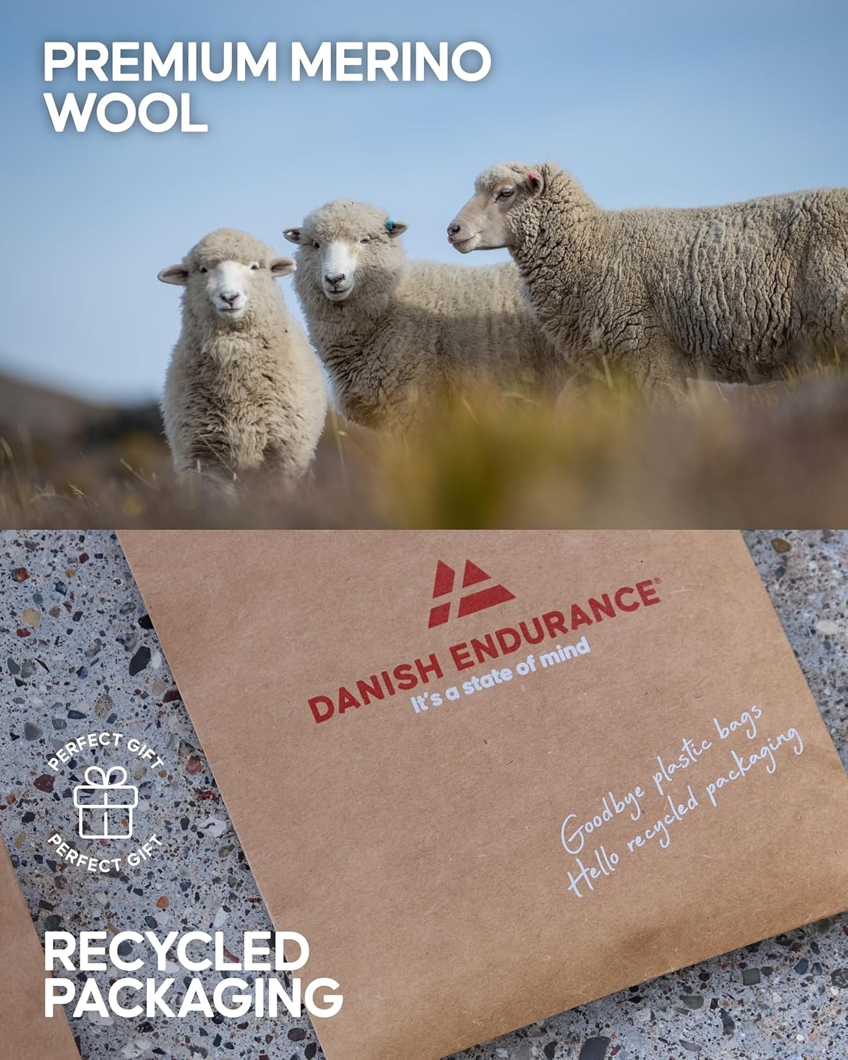 DANISH ENDURANCE Merino Wandel Sokken Heren & Dames - Ademend, Anti-Blaren - 3 of 5-Pack
