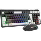 Rii Muis en toetsenbord draadloos gaming, toetsenbord muis set, bluetooth + 2,4 GHz verbinding, LED-achtergrondverlichting, oplaadbaar, QWERTZ