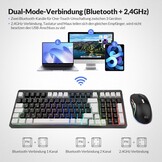 Rii Muis en toetsenbord draadloos gaming, toetsenbord muis set, bluetooth + 2,4 GHz verbinding, LED-achtergrondverlichting, oplaadbaar, QWERTZ