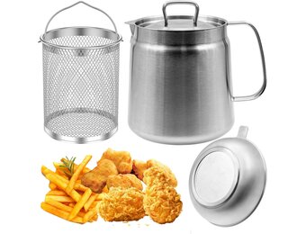Zeefpan 2L RVS met Frituurmand & Vetfilter - 19% Korting