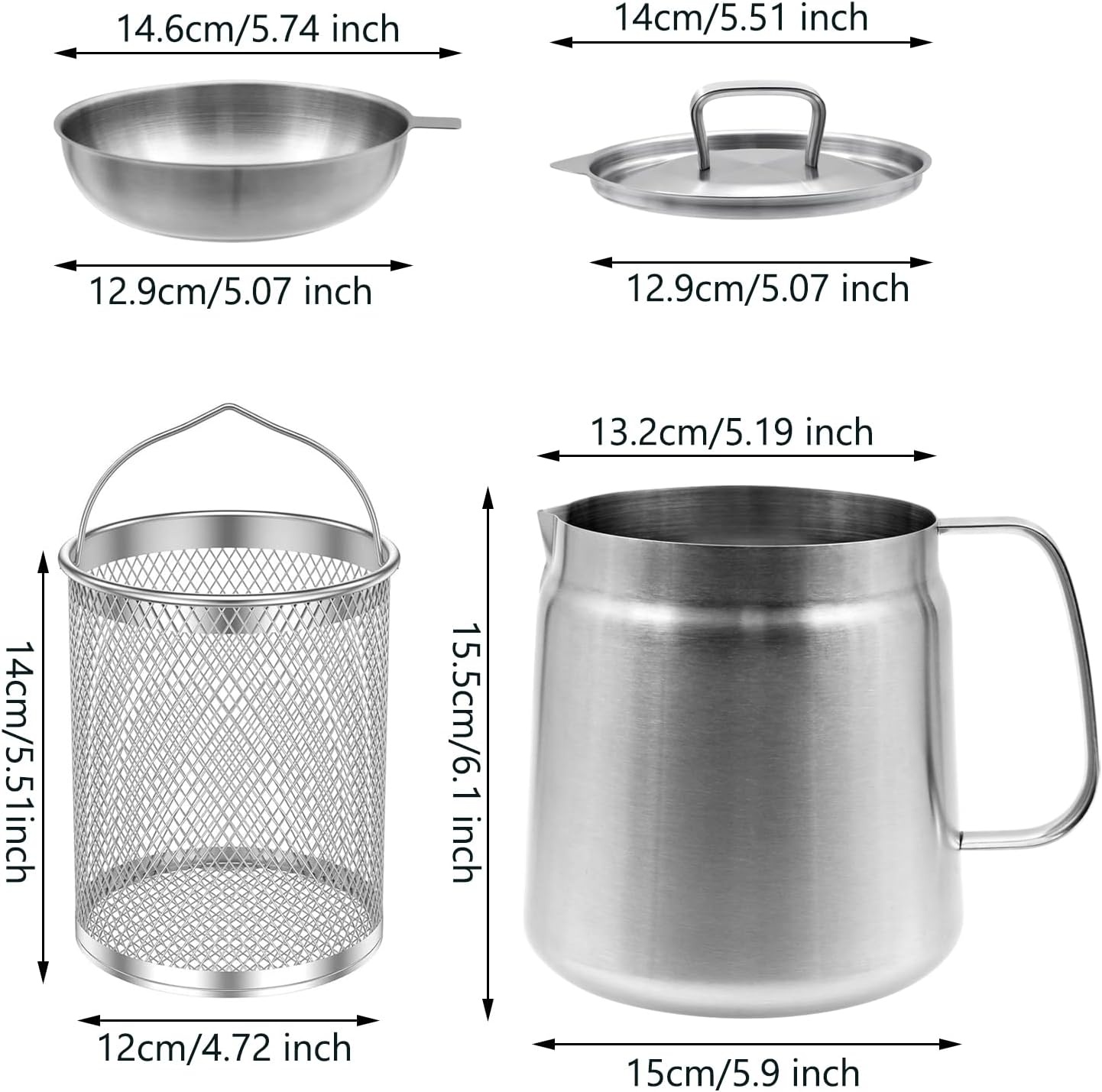 Zeefpan 2L RVS met Frituurmand & Vetfilter - 19% Korting
