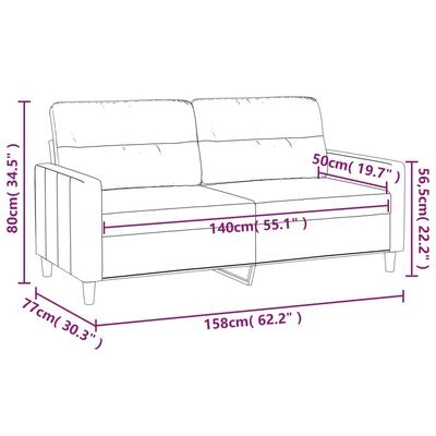 vidaXL Tweezitsbank 140cm stof zwart - 52% Korting