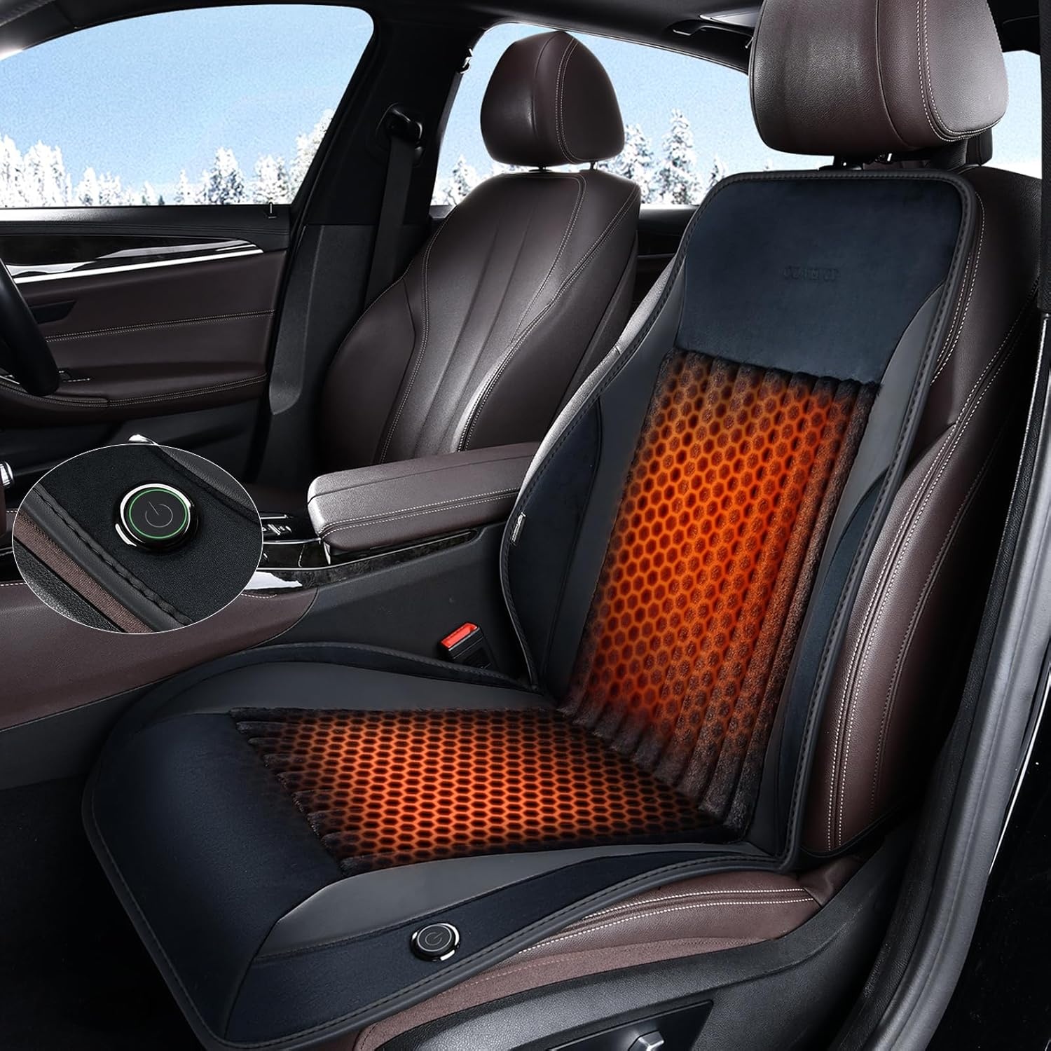 Voorstoelhoes Auto Winter Pluche Leer - Universele Pasvorm Autostoelbeschermer - Zacht & Warm Zittingkussen