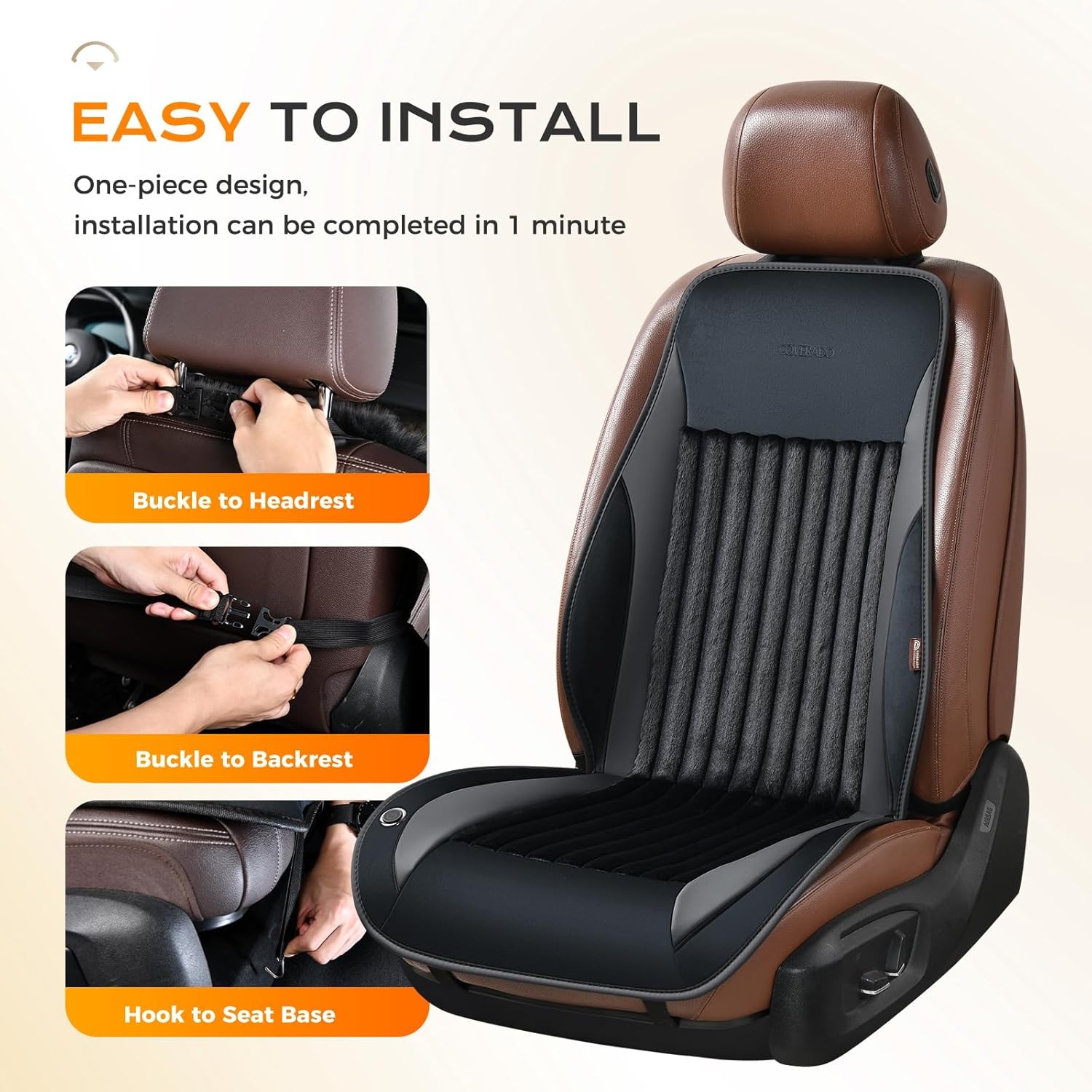 Voorstoelhoes Auto Winter Pluche Leer - Universele Pasvorm Autostoelbeschermer - Zacht & Warm Zittingkussen