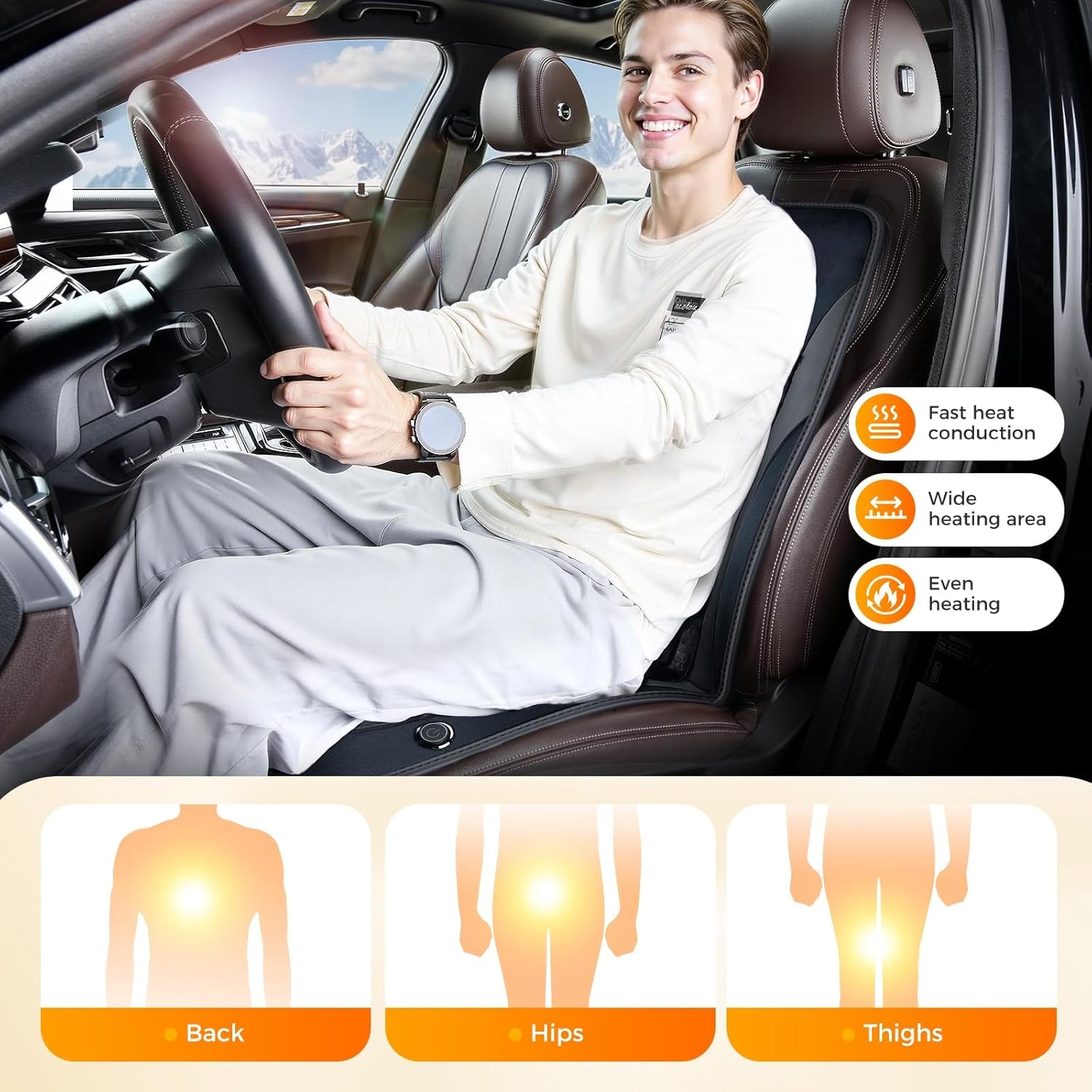 Voorstoelhoes Auto Winter Pluche Leer - Universele Pasvorm Autostoelbeschermer - Zacht & Warm Zittingkussen