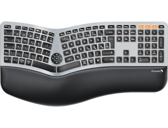 Ergonomisch draadloos toetsenbord full-size QWERTZ met polssteun, split design, Bluetooth & USB voor Windows, Mac & Android