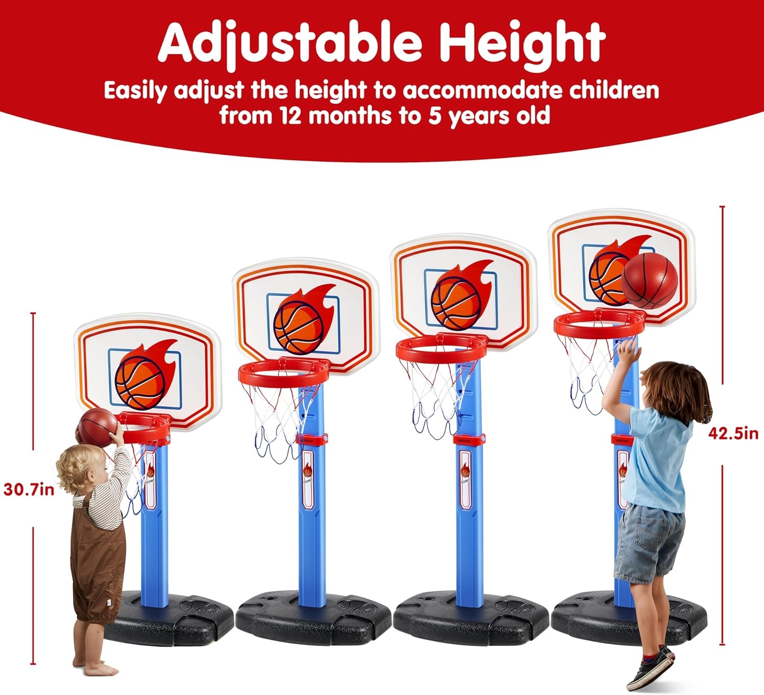 Kinder Basketbalstandaard - 41% Korting - Verstelbaar 78-108 cm