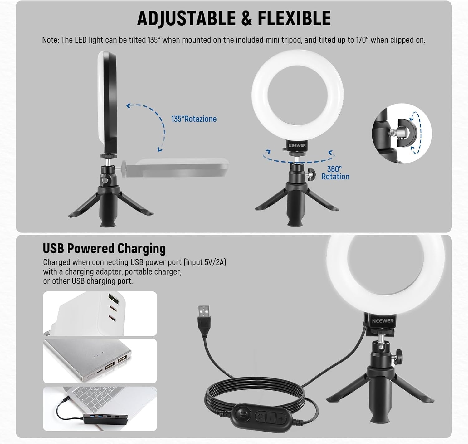 Ringlamp met Klem & Statief - 5 Kleuren, 10 Dimstanden (39% Korting)