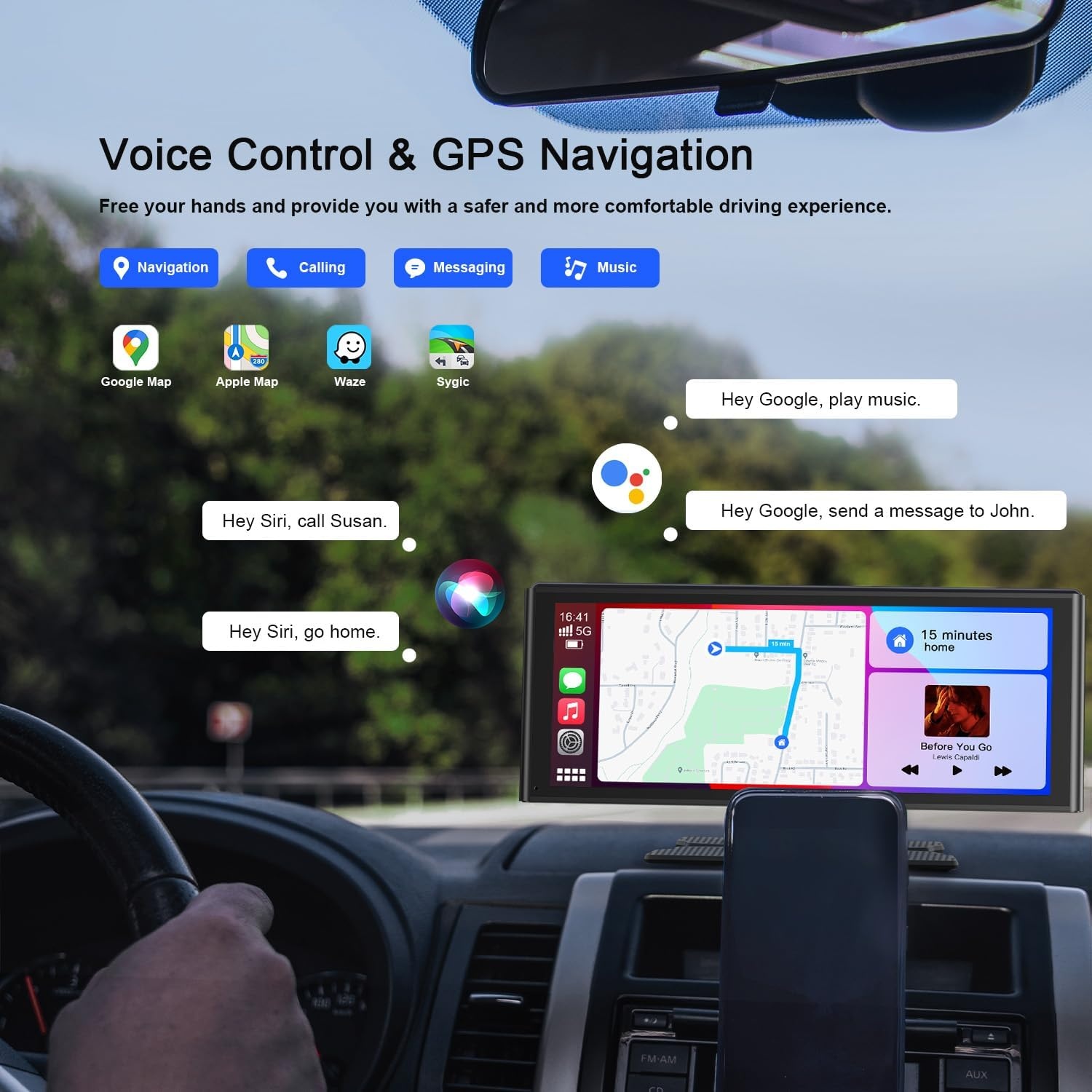 Avylet 9.26" Draadloos CarPlay & Android Auto Scherm met Achteruitrijcamera en GPS