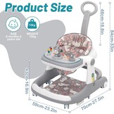 Loophulp voor baby's, 3-in-1 loophulp van zitten tot staan, meerdere afneembare modus, entertainment-leer-baby-activiteitstafel voor baby's, jongens en meisjes, grijs