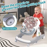 Loophulp voor baby's, 3-in-1 loophulp van zitten tot staan, meerdere afneembare modus, entertainment-leer-baby-activiteitstafel voor baby's, jongens en meisjes, grijs