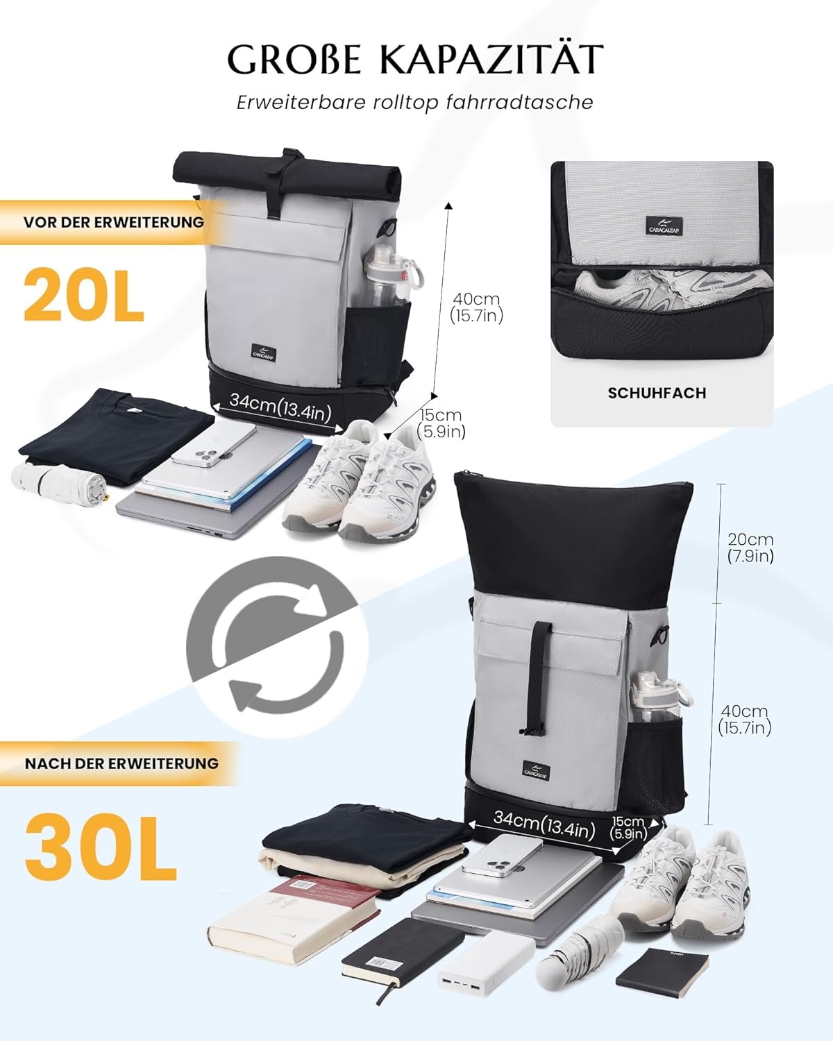3-in-1 Fietstas Grijs | 35% Korting | Waterafstotend