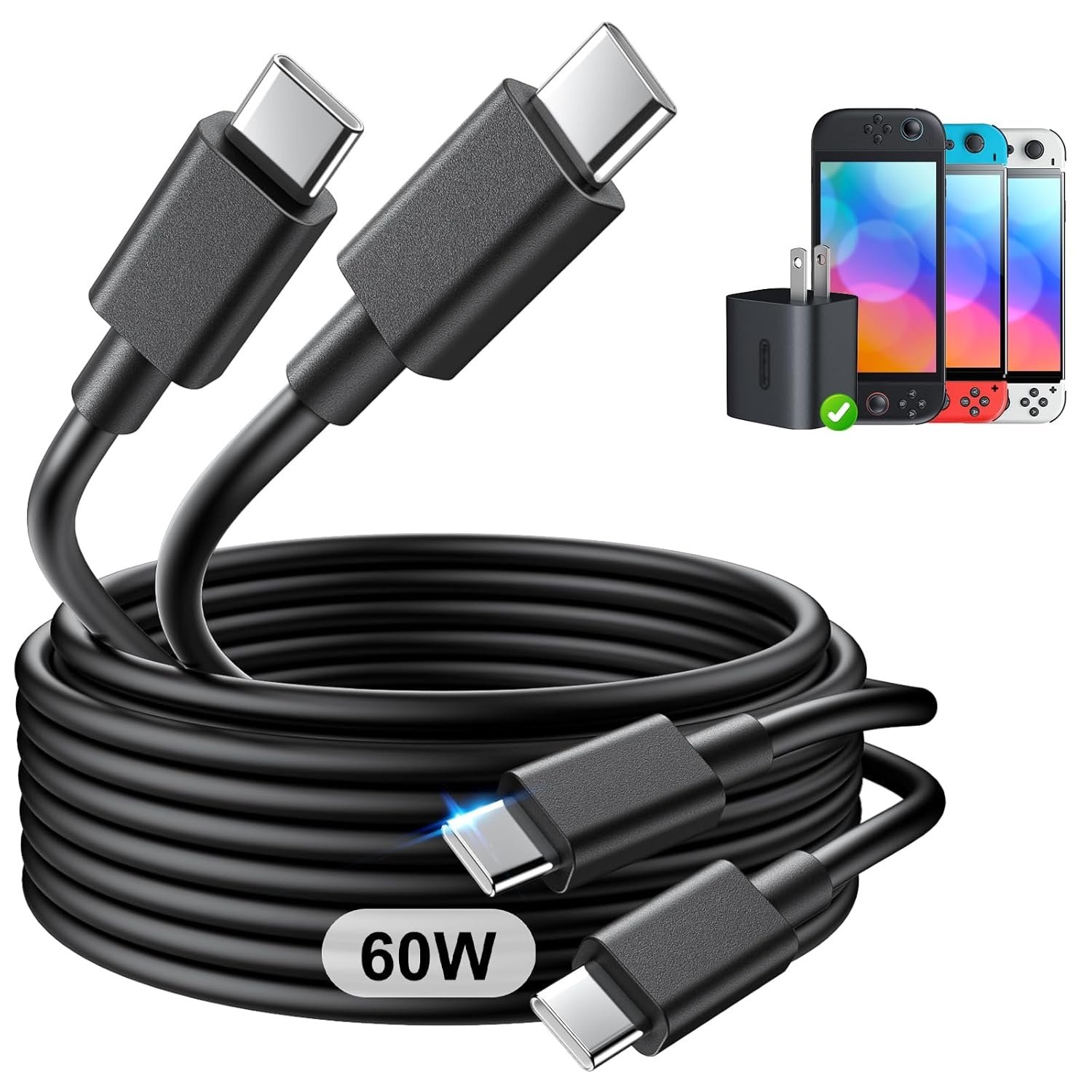 USB-C Snellader Kabel 2-pack 60W PD | 32% Korting