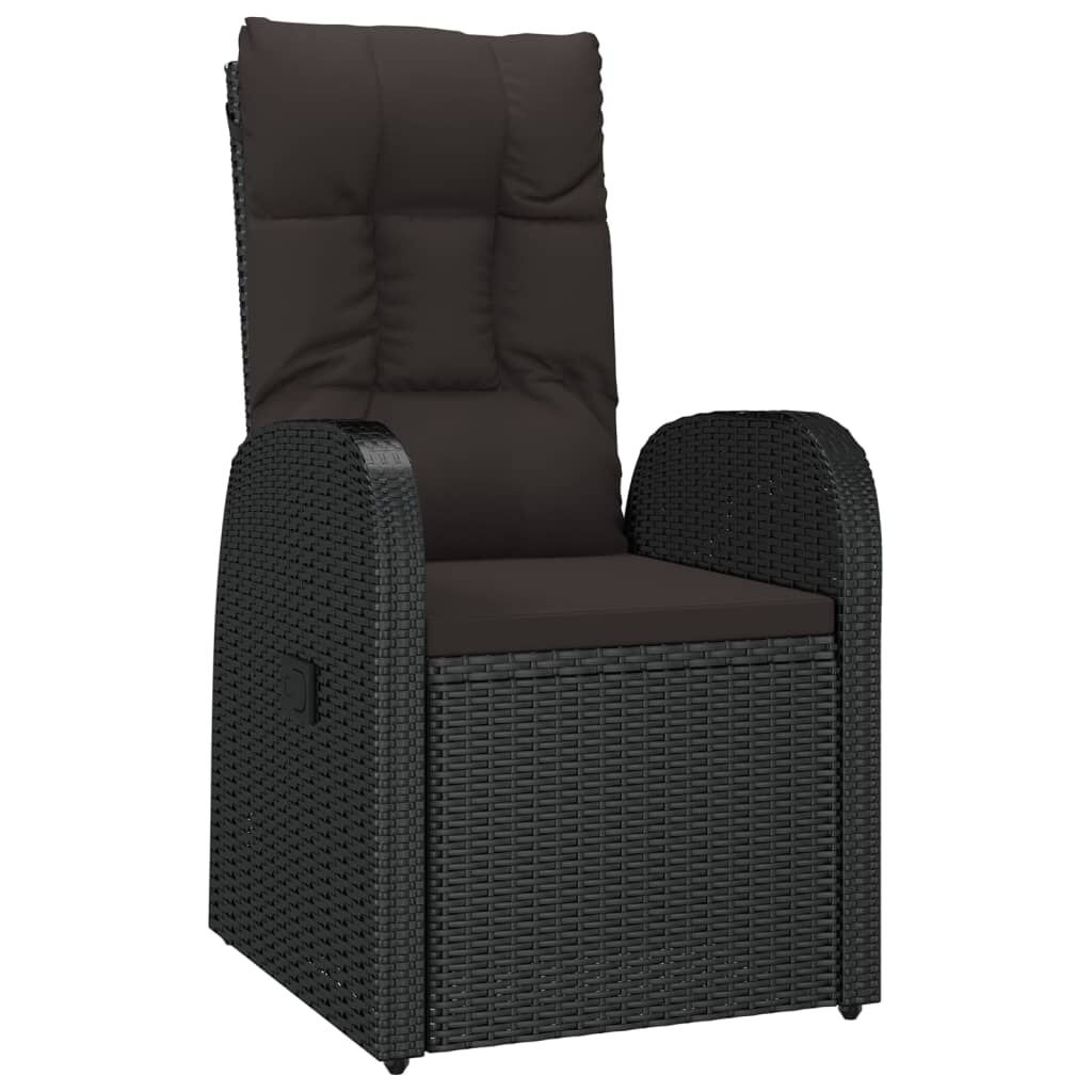 vidaXL Tuinstoelen 2 st verstelbaar met kussens poly rattan zwart