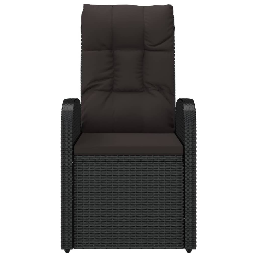 vidaXL Tuinstoelen 2 st verstelbaar met kussens poly rattan zwart