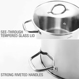 HOMICHEF 15L nikkelvrije roestvrijstalen voorraadpot met deksel - Mirror Polish Gezonde Kookpot (29cm) - Niet Giftige Heavy Duty Inductie Stockpot - Maat 15 Litre - 29cm Wide